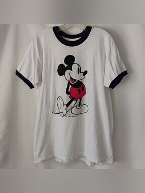 Vintage 70s Disney Mickey Mouse Ringer Tee Made In USA Single Stitch L / Large